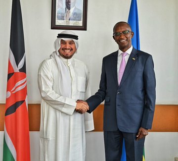 Mr. Abdullah Al-Fahad, Charge d’Affaires of the Embassy of the State of Kuwait in Nairobi pays a courtesy call on Amb. Lindsay Kiptiness, ‘ndc’ (K), Deputy Director General, Middle East Directorate