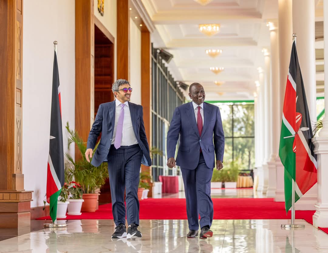 His Excellency Dr. William Samoei Ruto and His Highness Sheikh Abdullah Bin Zayed Al Nahyan, Deputy Prime Minister and Minister of Foreign Affairs of the United Arab Emirates 