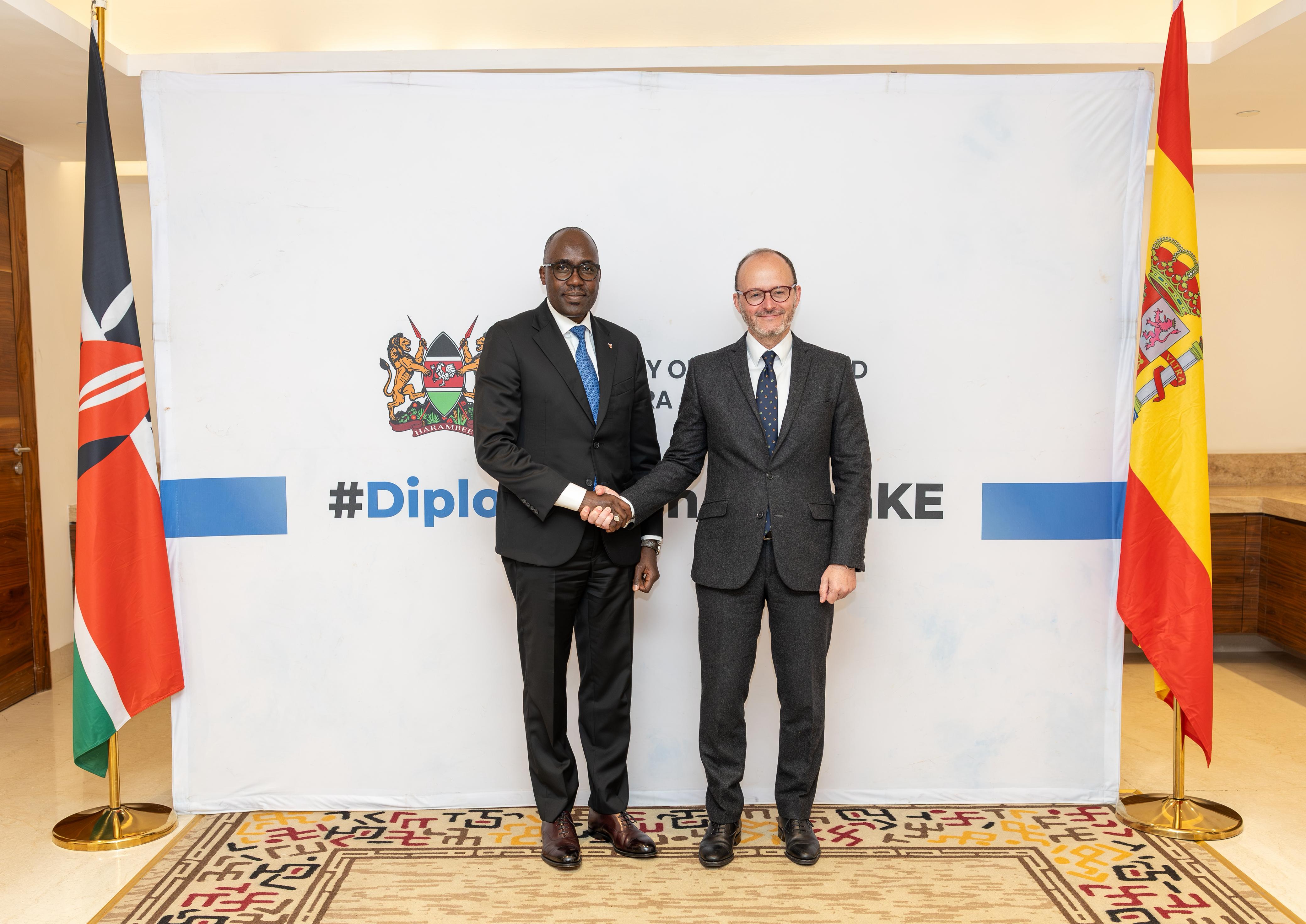 Minister Martínez Belío with Principal Secretary Dr. Korir Sing’Oei