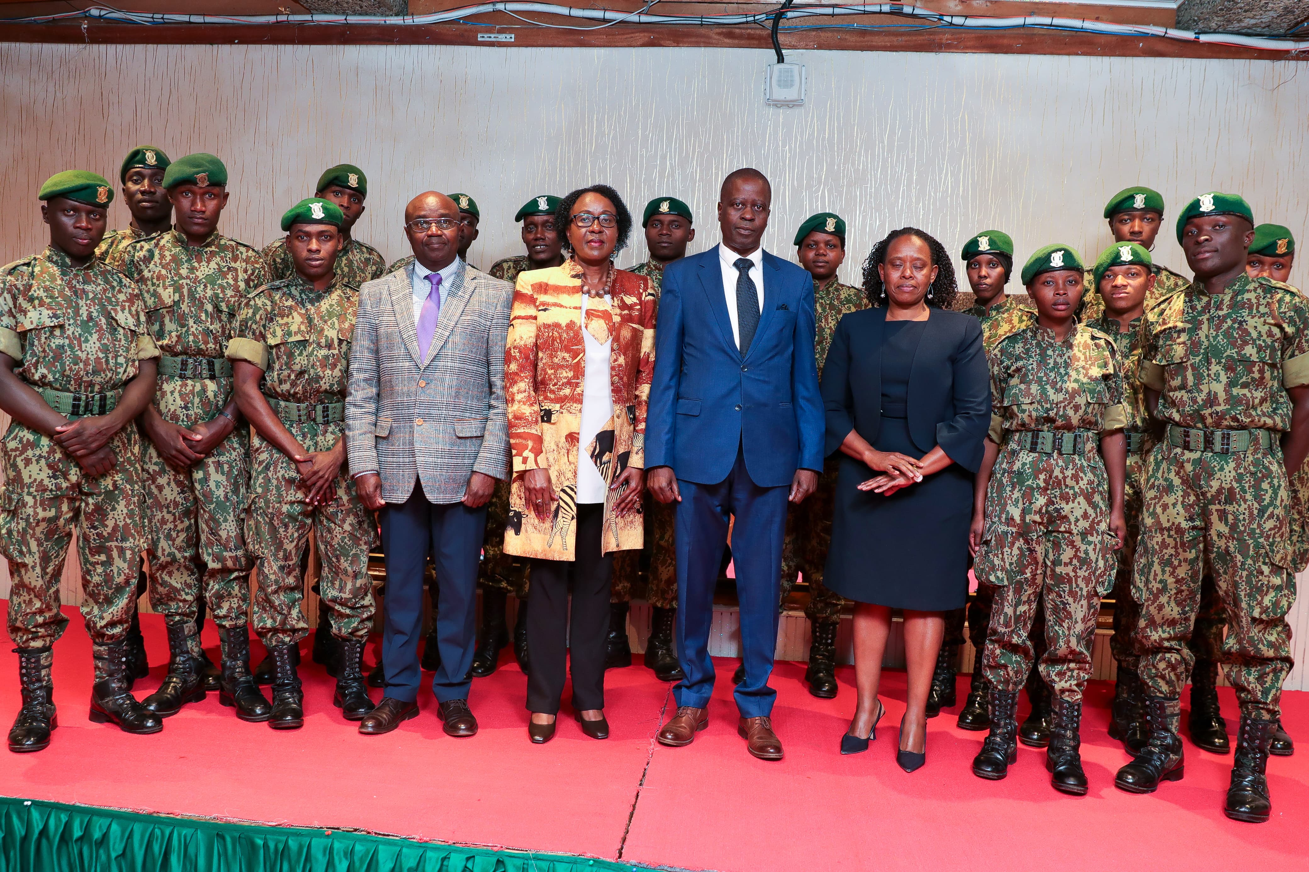 Ag. Director General, Political and Diplomatic Affairs, Amb. Lucy Kiruthu together with the records management staff and the National Youth Service (NYS) officers