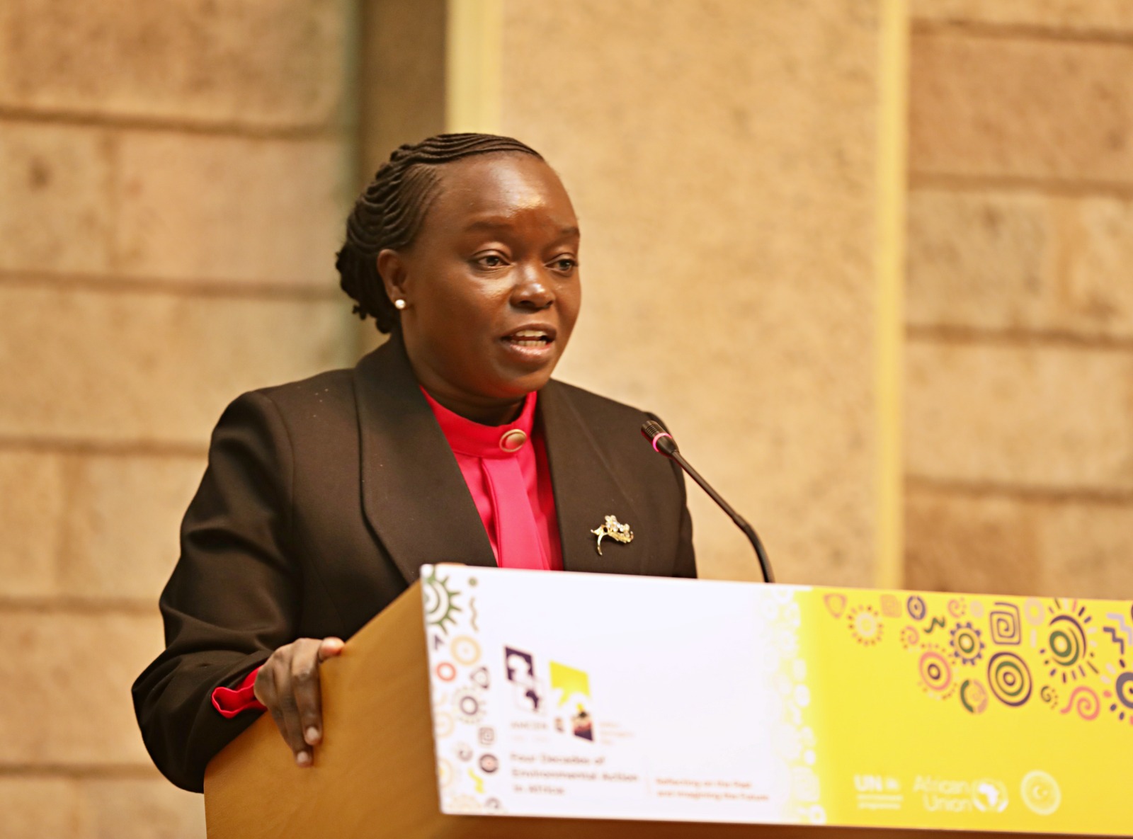 Dr. Deborah Barasa, Environment addressing delegates at the conclusion of 40th anniversary of AMCEN ceremony at UNON