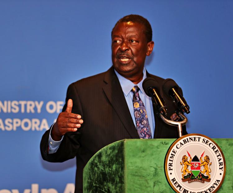 Dr. Mudavadi addresses members of the Diplomatic Corp in Nairobi. 