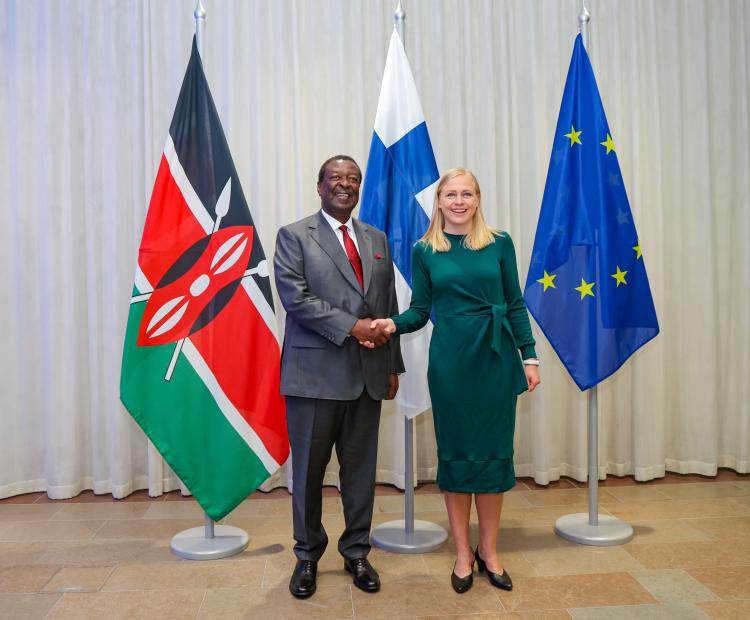 H.E. Dr. Musalia Mudavadi, EGH, Prime Cabinet Secretary and Cabinet Secretary for Foreign and Diaspora Affairs with Finland’s Foreign Minister Elina Valtonen