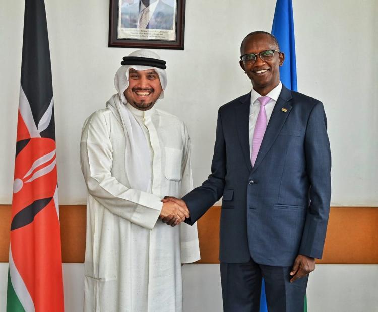 Mr. Abdullah Al-Fahad, Charge d’Affaires of the Embassy of the State of Kuwait in Nairobi pays a courtesy call on Amb. Lindsay Kiptiness, ‘ndc’ (K), Deputy Director General, Middle East Directorate