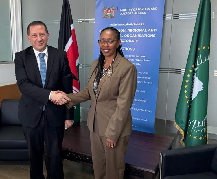 H.E. Farid Ouahid Dahmane pays a courtesy call on Amb. Tabu Irina MBS