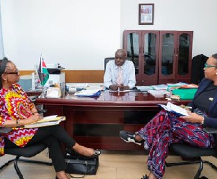 Mr. Evans Maturu, Ag. Deputy Director General for Economic Affairs and Commercial Diplomacy receives courtesy from a delegation from the International Trade Centre (ITC) 